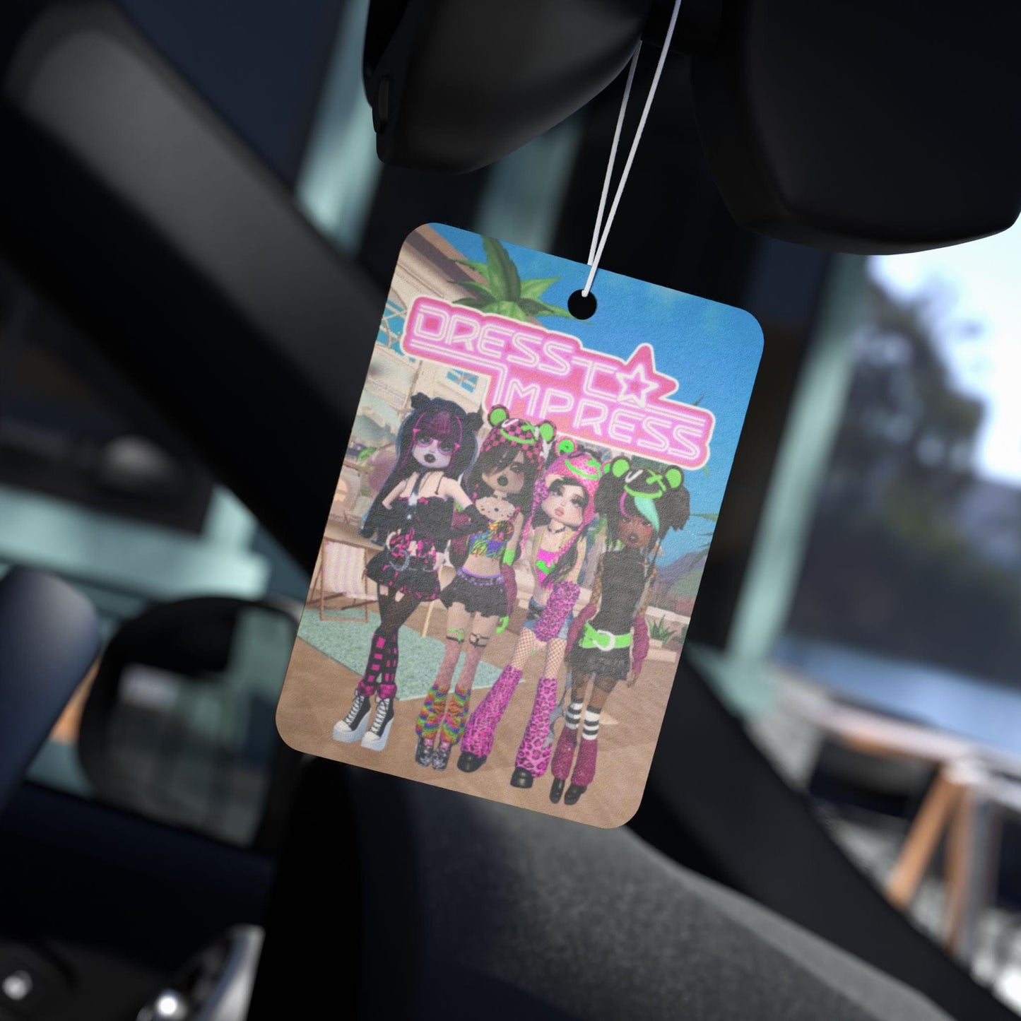 Printify Accessories 2.75'' × 4'' / Rectangle / Black Ice Scene Dress to Impress BADDIES DTI Dress to Impress Roblox Fashion Game Car Air Freshener