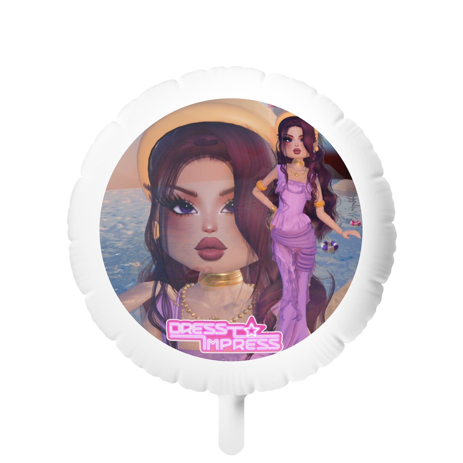 Printify Home Decor Round / 22" / White Dress to Impress BADDIE DTI Dress to Impress Roblox Fashion Game 22" Mylar Helium Balloon