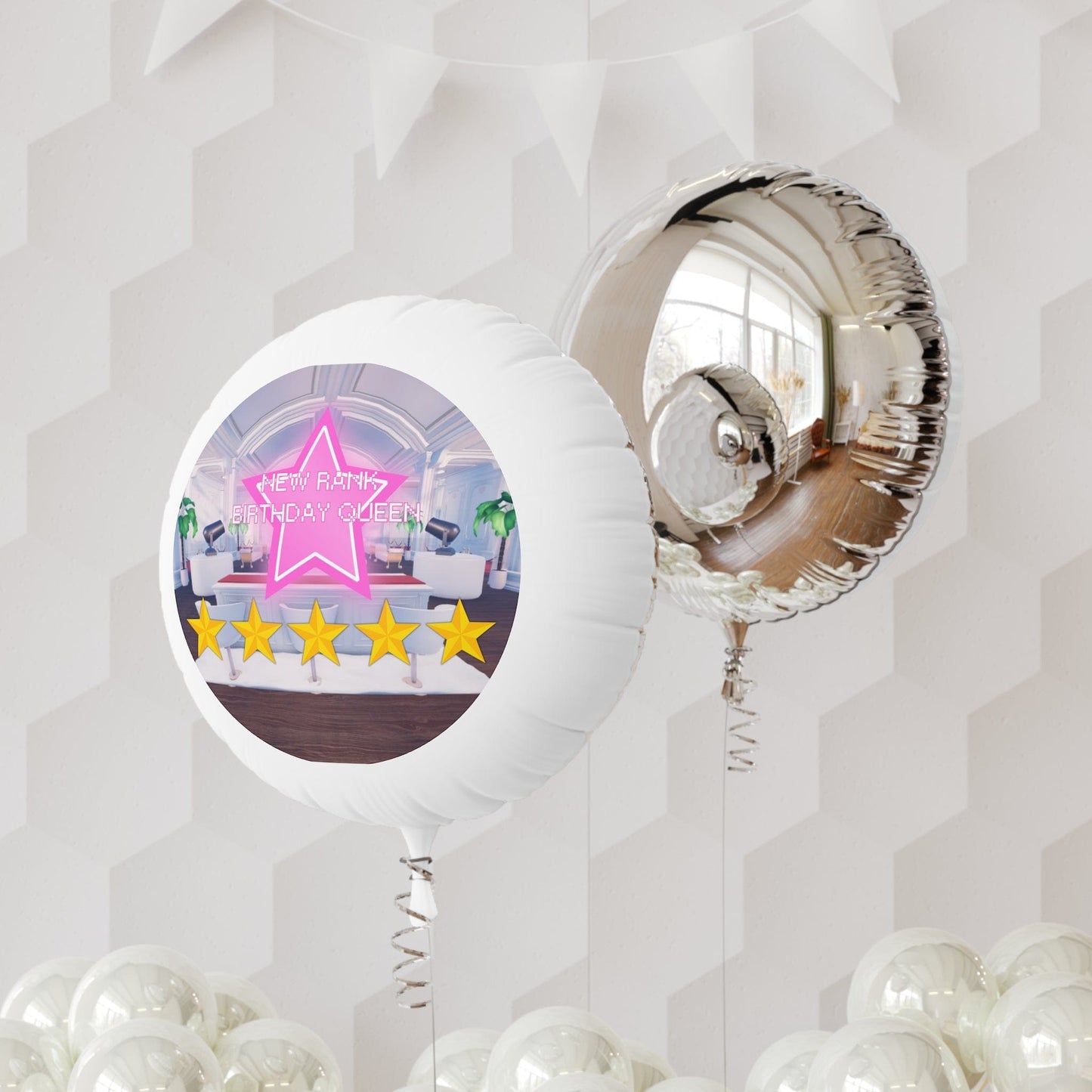 Printify Home Decor Round / 22" / White New Rank BIRTHDAY QUEEN DTI Dress to Impress Roblox Fashion Game 22" Mylar Helium Balloon