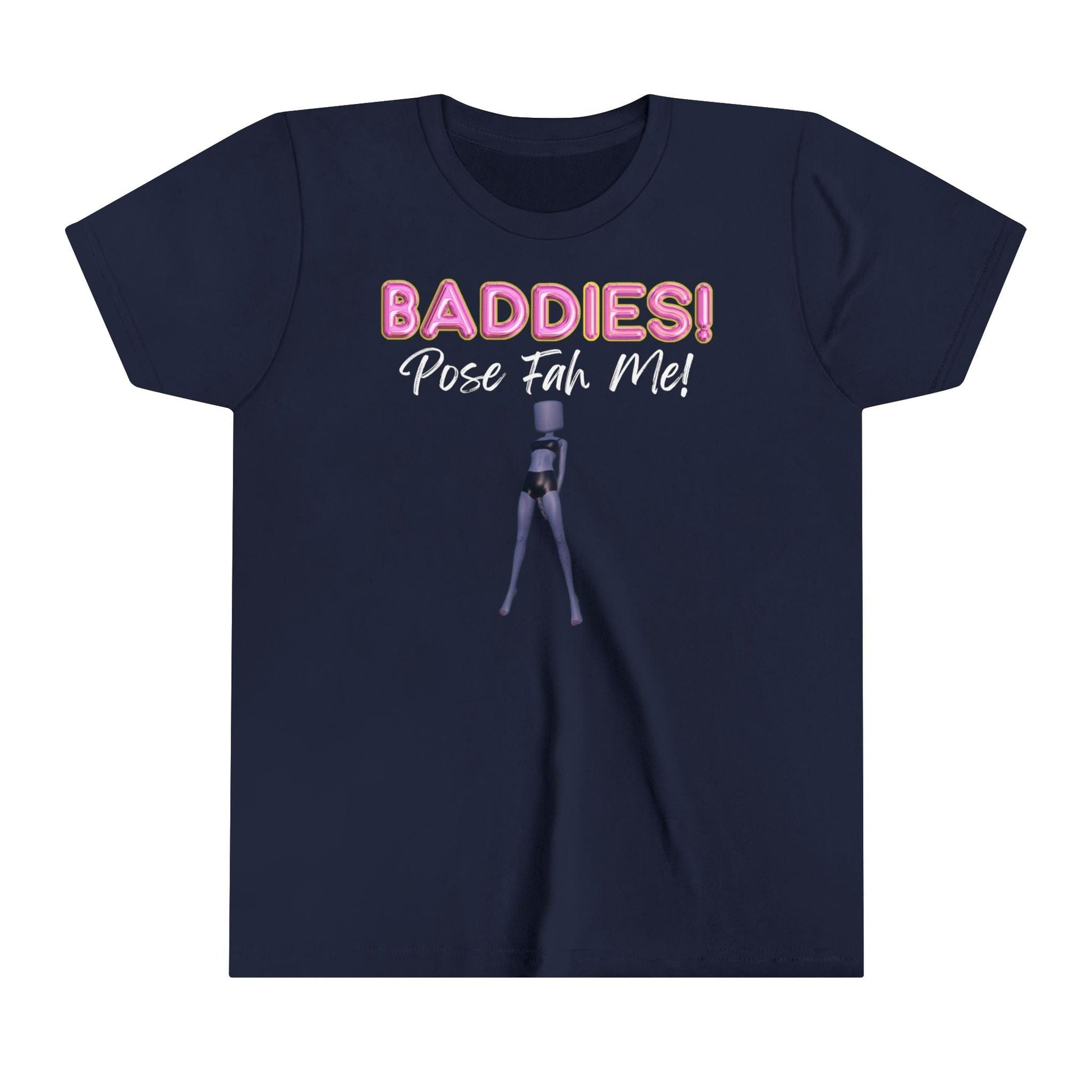 Printify Kids clothes Navy / S BADDIES Pose Fah Me Pose 28 DTI Dress to Impress Roblox Fashion Game Youth Short Sleeve Tee