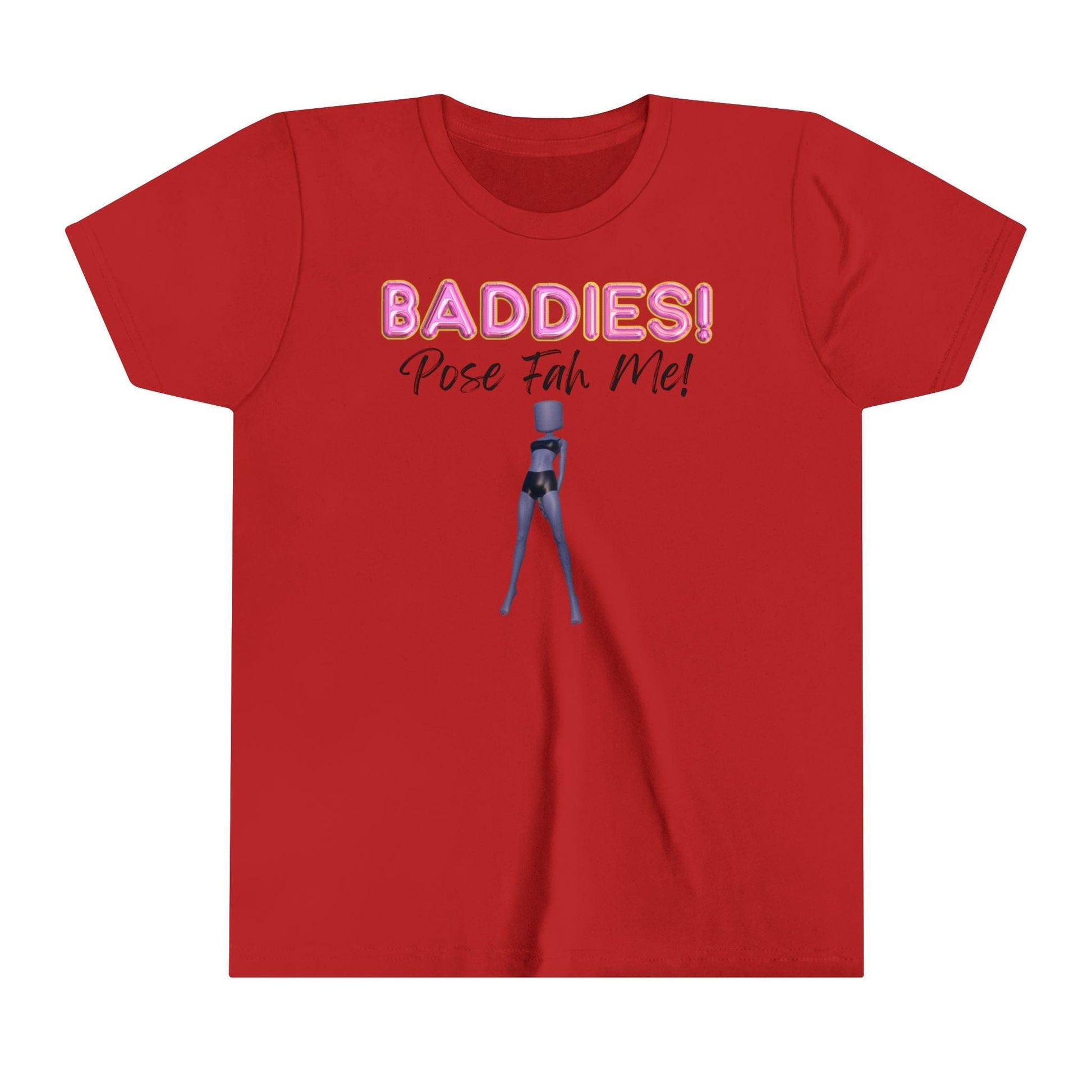 Printify Kids clothes Red / S BADDIES Pose Fah Me Pose 28 DTI Dress to Impress Roblox Fashion Game Youth Short Sleeve Tee