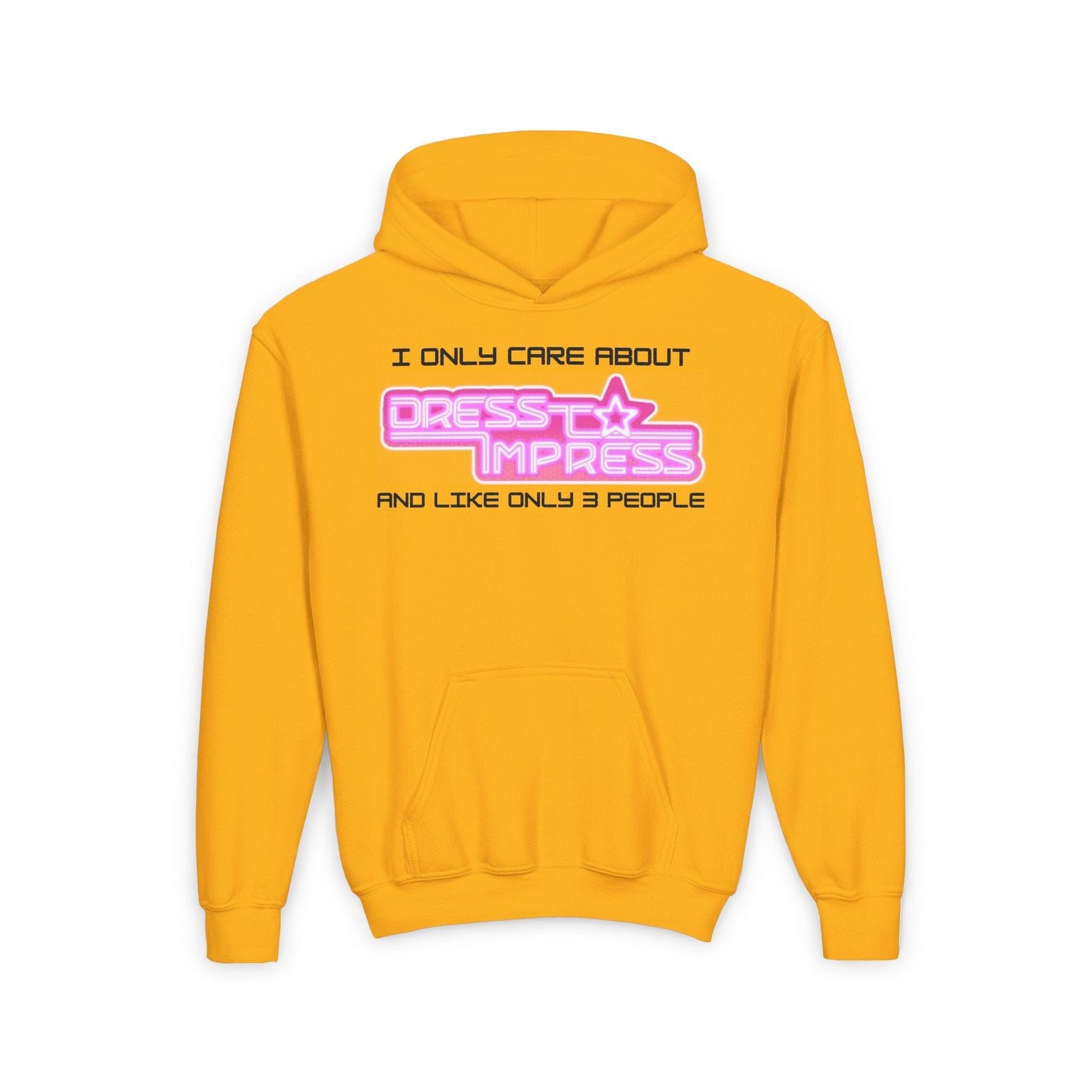 Printify Kids clothes S / Gold A day without Dress to Impress is like.... JUST KIDDING I have no idea DTI Dress to Impress Roblox Fashion Game Youth Hoodie