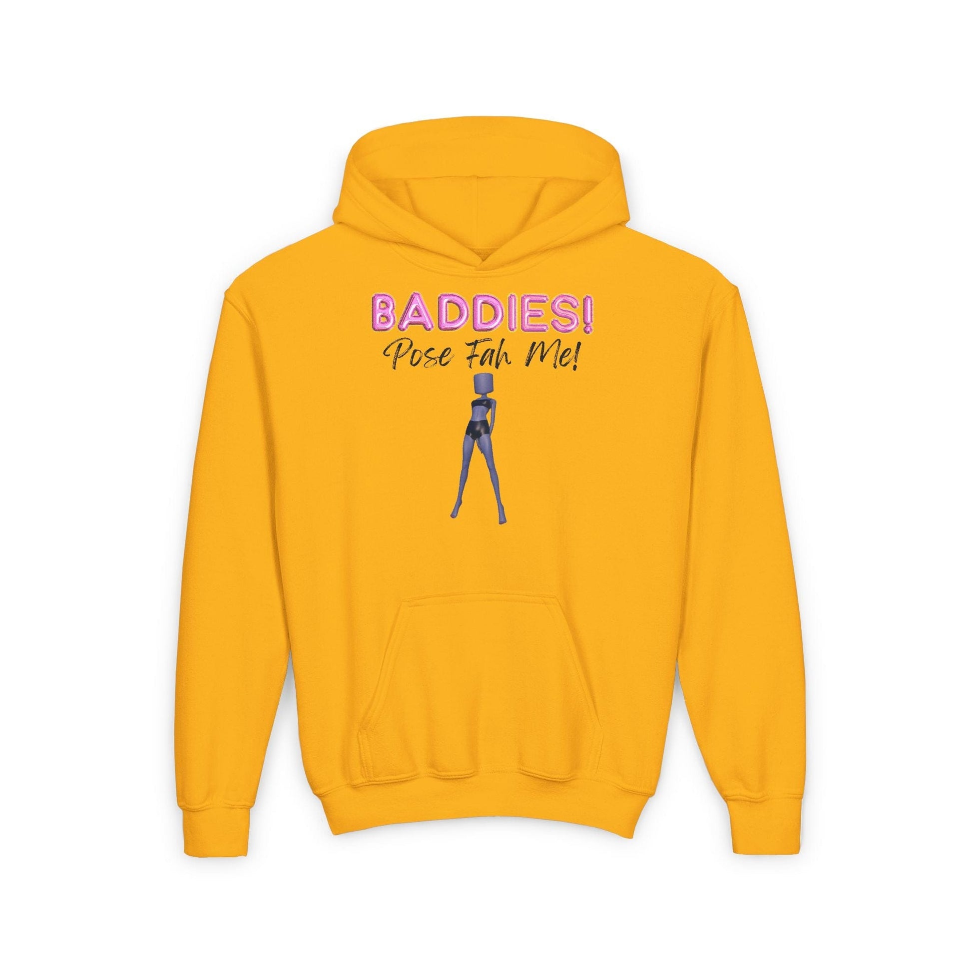 Printify Kids clothes S / Gold BADDIES Pose Fah Me Pose 28 DTI Dress to Impress Roblox Fashion Game Youth Hoodie