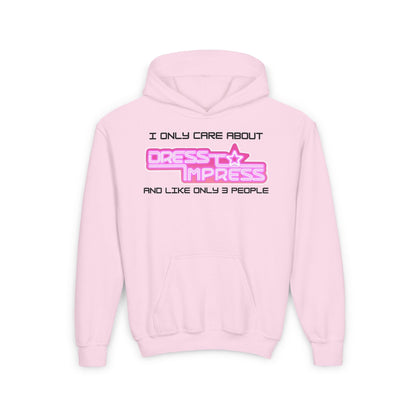 Printify Kids clothes S / Light Pink A day without Dress to Impress is like.... JUST KIDDING I have no idea DTI Dress to Impress Roblox Fashion Game Youth Hoodie