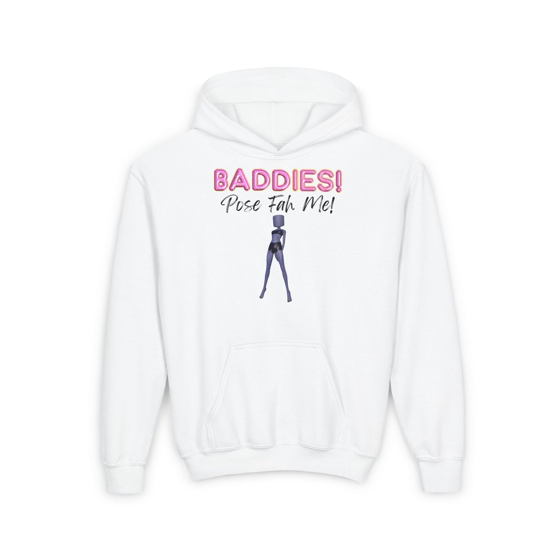 Printify Kids clothes S / White BADDIES Pose Fah Me Pose 28 DTI Dress to Impress Roblox Fashion Game Youth Hoodie