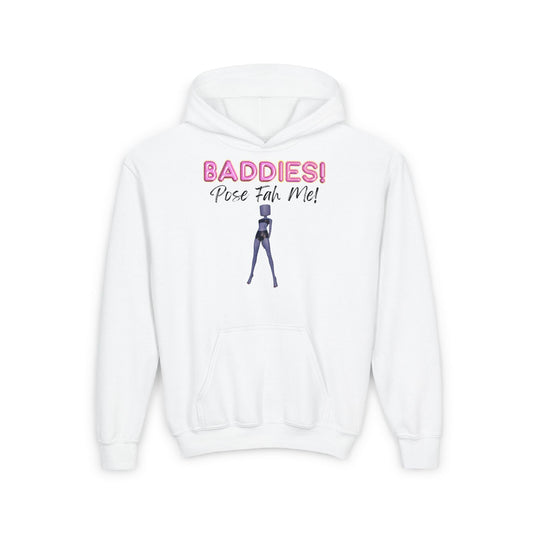 Printify Kids clothes S / White BADDIES Pose Fah Me Pose 28 DTI Dress to Impress Roblox Fashion Game Youth Hoodie